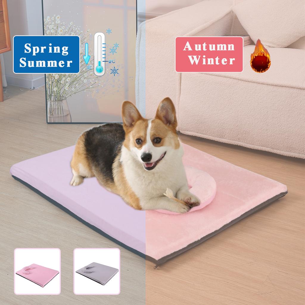 Double-sided Dog Bed for Large Dog Cushion Summer Cooling Dog Bed Winter Warm Cat Bed Detachable Cat Mat All Season Pet Bed