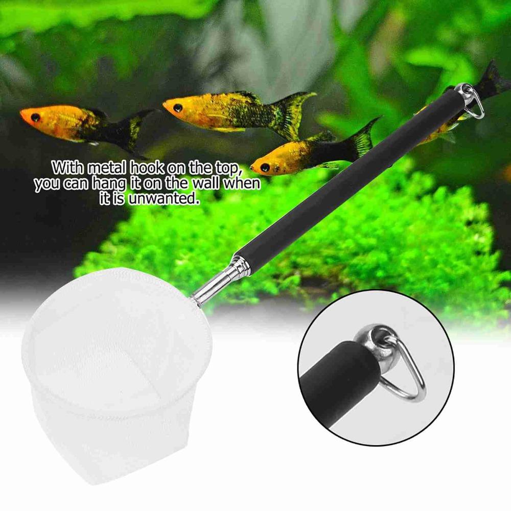 Stainless Steel Handle Adjustable Fishing Net Square Shape Round Shape Expandable Fishing Net Extendable Handle Black