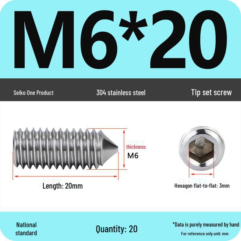 304 Stainless Steel Internal Hex Set Screw | Headless Grub Screw M2-M16