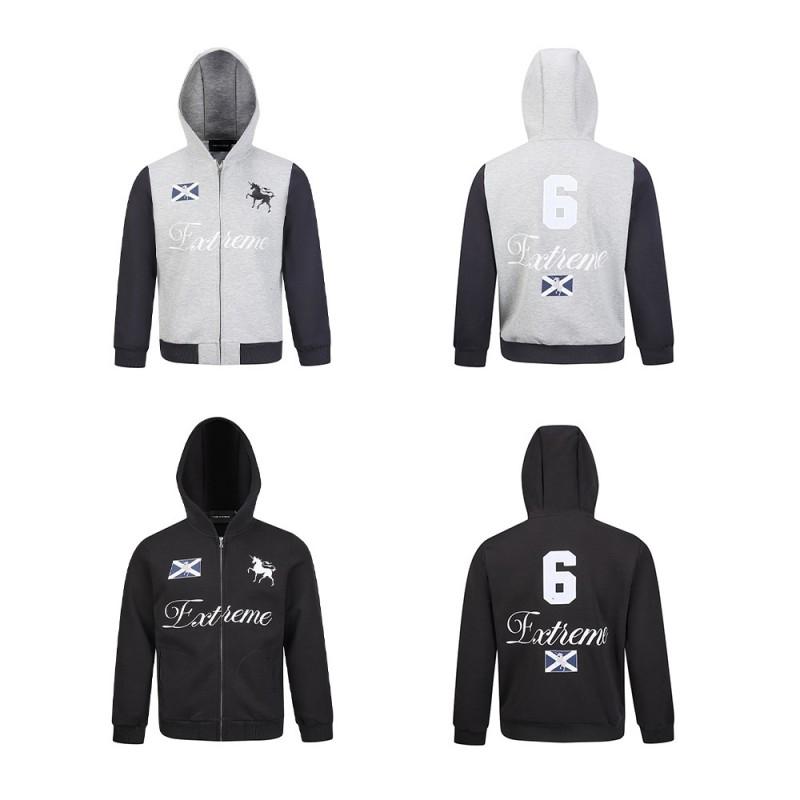 Embroidered Horse Vintage Hoodie Men Loose Fit Casual Sweatshirt