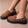 Women's Leopard Patchwork Slip-on Loafers Chunky Heel Platform Flats New Moccasins Casual Shoes Plus Size Zapatos