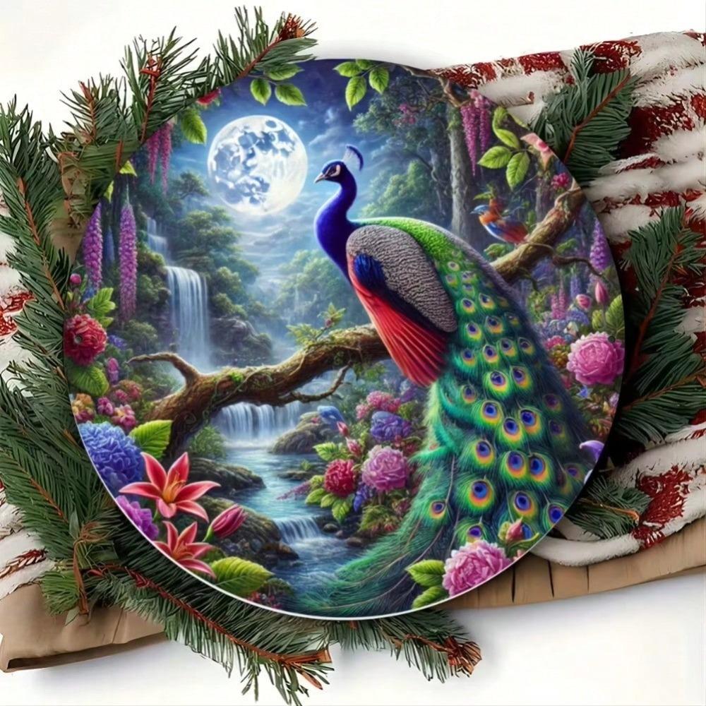 Vintage Iron Peacock Wall Decor Home Office Metal Art Sign