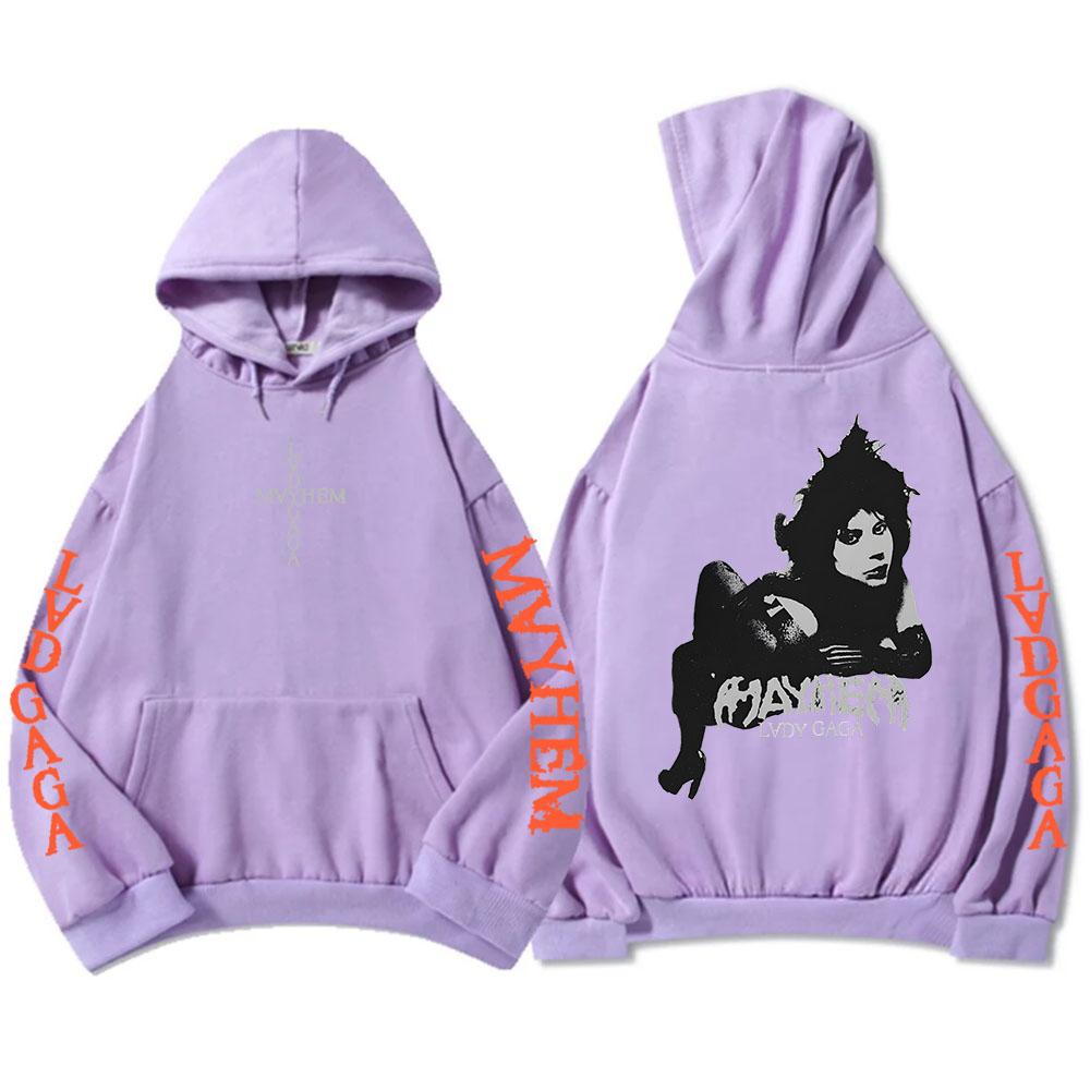 Hooded Pullovers Lady Gaga Mayhem Album Graphic Hoodies Hip Hop Unisex Streetwear Long Sleeve Loose Male Sweatshirts Print Hoody