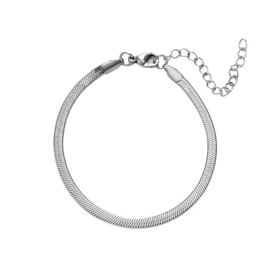 Men Bracelet Thick Hollow Chain with Lobster Clip Solid Color Polished Stainless