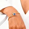 Vnox Gold Plated Thin Lines Cuff Bracelet, Türkiye  Lucky Blue Eye, Adjustable Wrist Bangle Jewelry Gifts