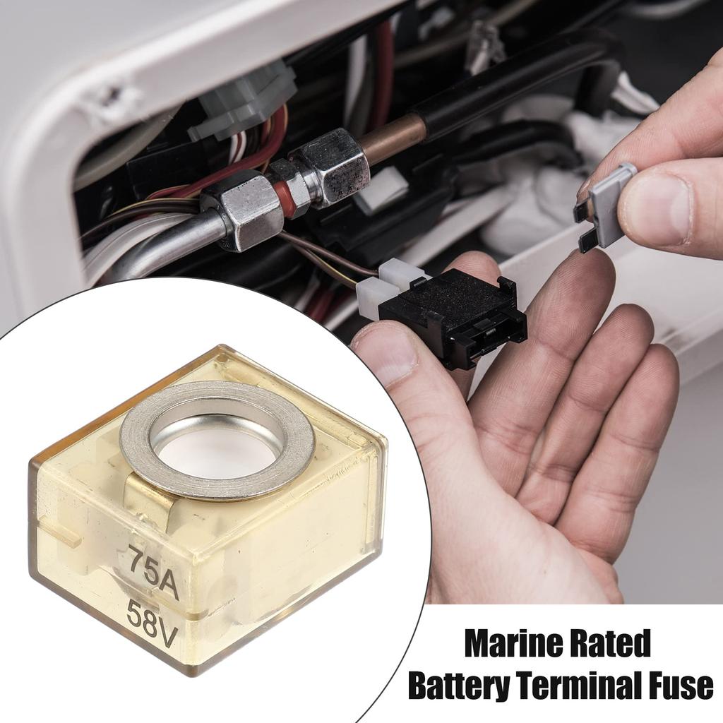 uxcell Marine Fuse Terminal Fuse Waterproof 75A DC 58V Max