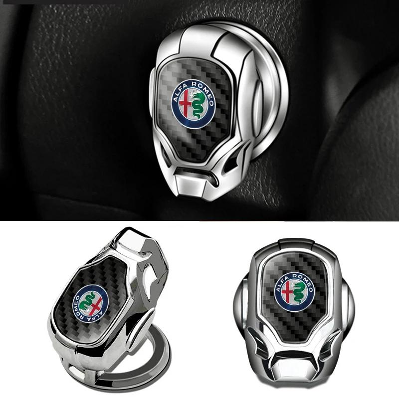 Přepínače do auta Tlačítko Start Stop Motoru Kovový Ochranný Kroužek Kryt Pro Alfa Romeo Giulia Stelvio Junior Tonale 33 Stradale 4C Giu