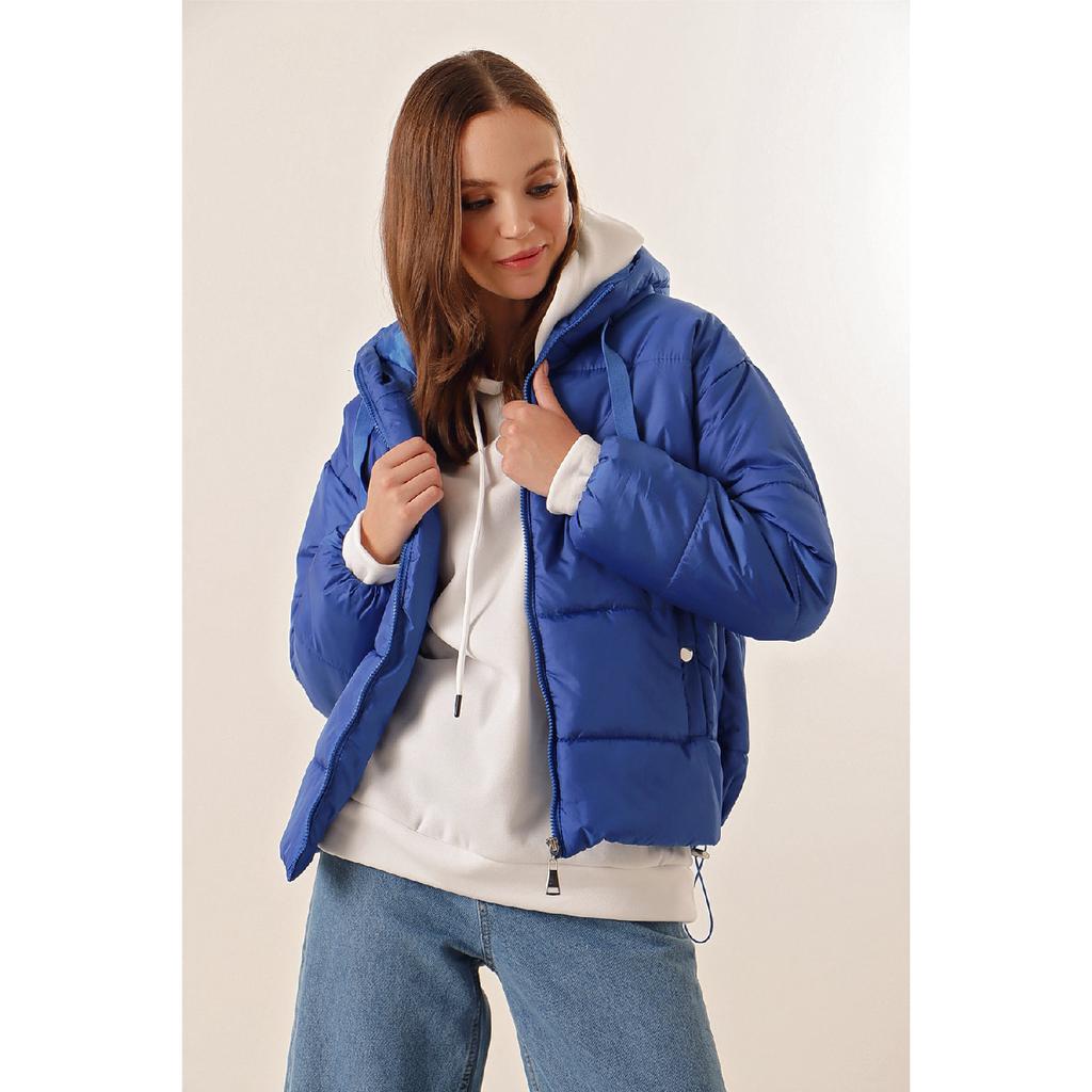 Damen-Daunenjacke mit Kapuze und Reißverschluss Y20w110-7115