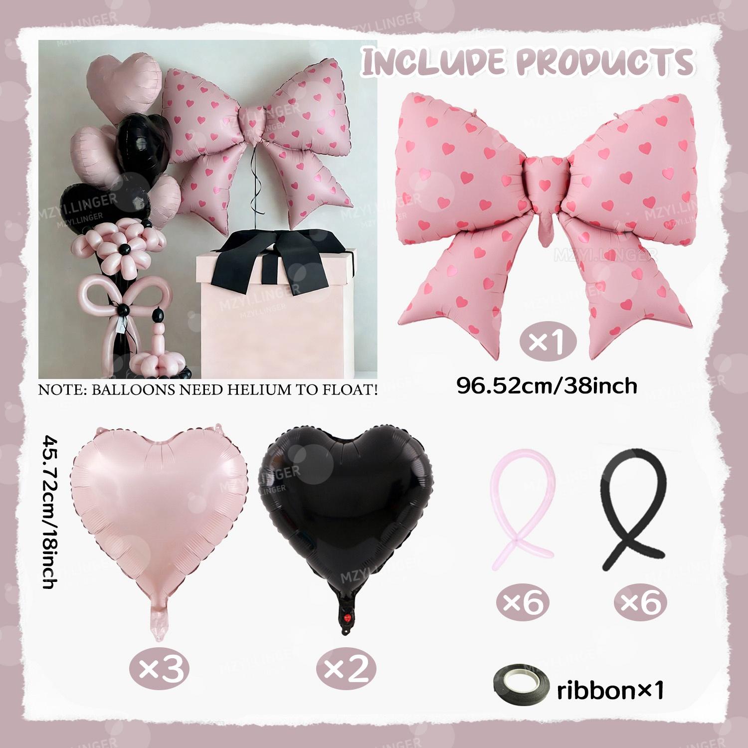 

Printed Love Bow Balloon and Red Heart Aluminum Film Balloon Set for Birthday and Wedding Season Shower and Photo Props Other