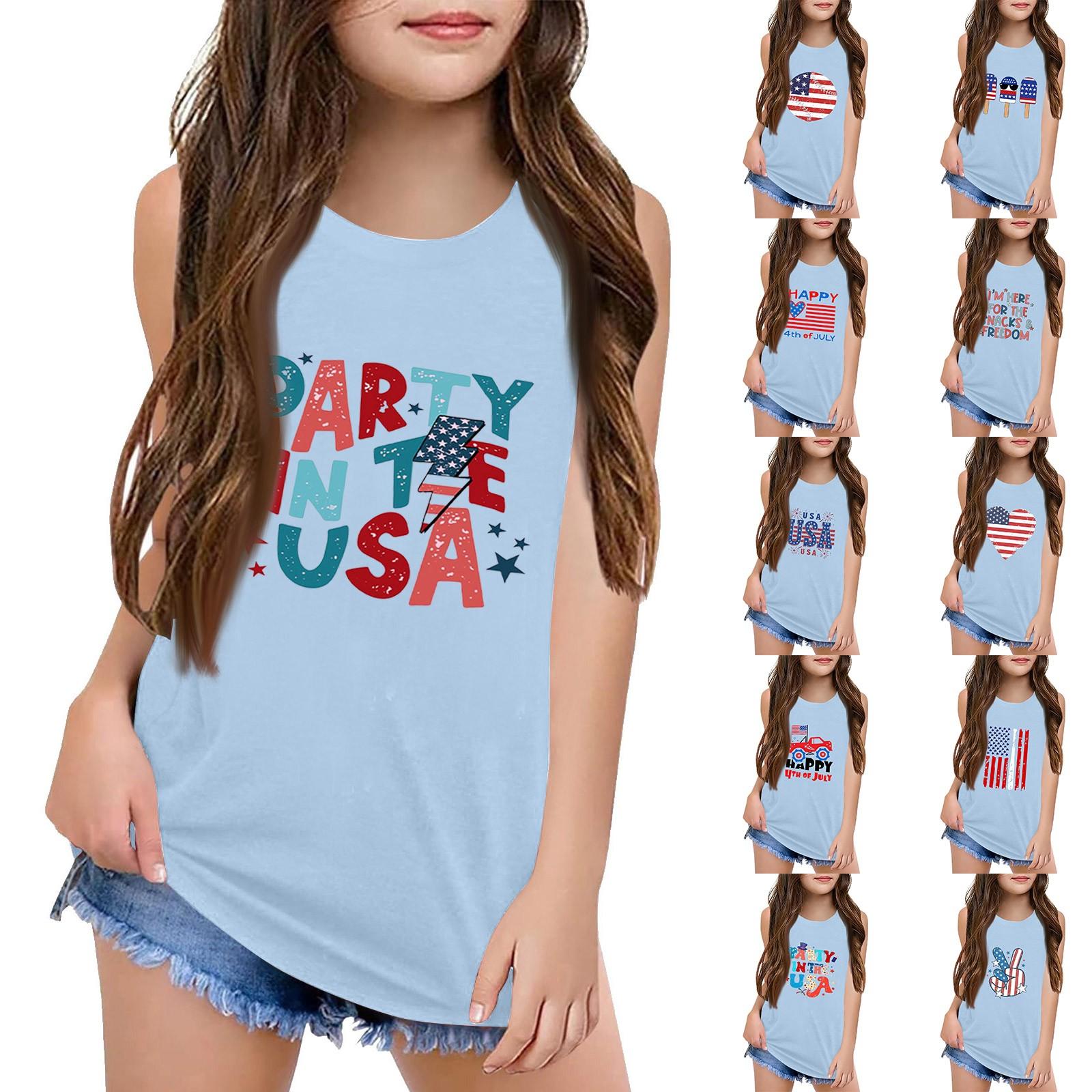 

Girls Kids Summer Crewneck Sleeveless Shirts Tank Tops 130 винний