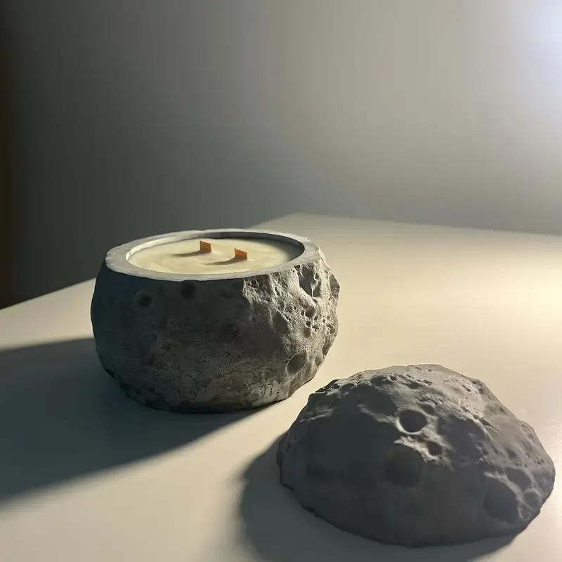 Planet Shaped Storage Box with Lid Silicone Mold DIY Candle Holder Mold Moon Flowerpot Mold Cement Concrete Storage Jar Mold