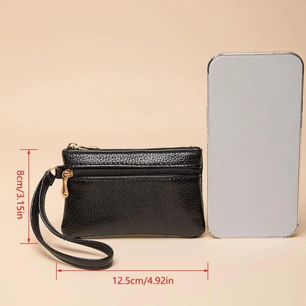 Korean Style Lichee Pattern Zipper Coin Purse Solid Color Wallet Small Item Bag  Outdoor