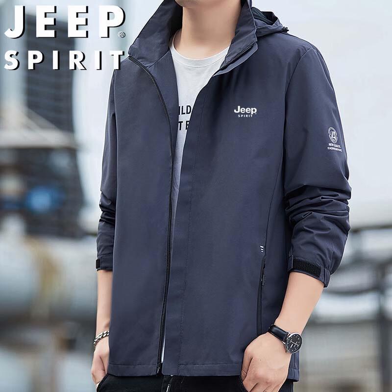 JEEP SPIRIT Men's Hooded Outdoor Windbreaker Jacket