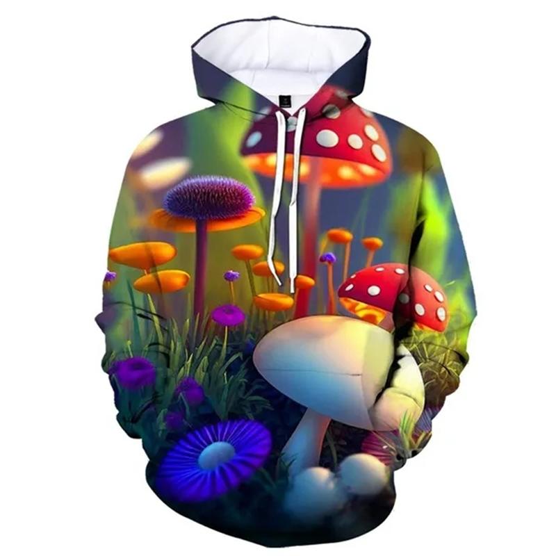 Plants Mushroom Hoodies Camo Funny 3D Print Men Women Hooded Sweatshirts Oversized Pullover Streetwear Kids Tops Unisex Clothing