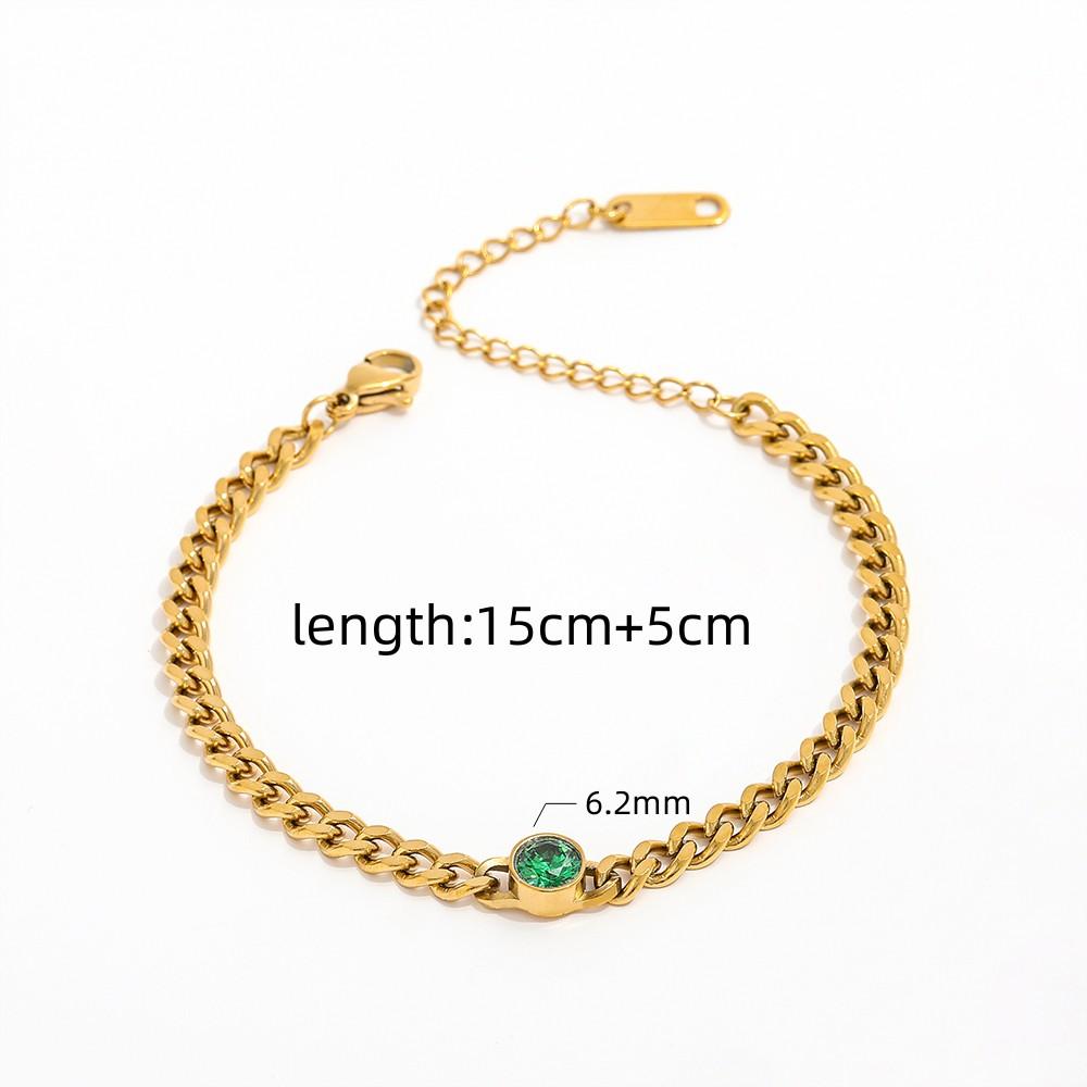 Joolim Jewelry Gold Plated Red & Green Diamond Cuban Chain Necklace Stainless Steel Jewelry Wholesale