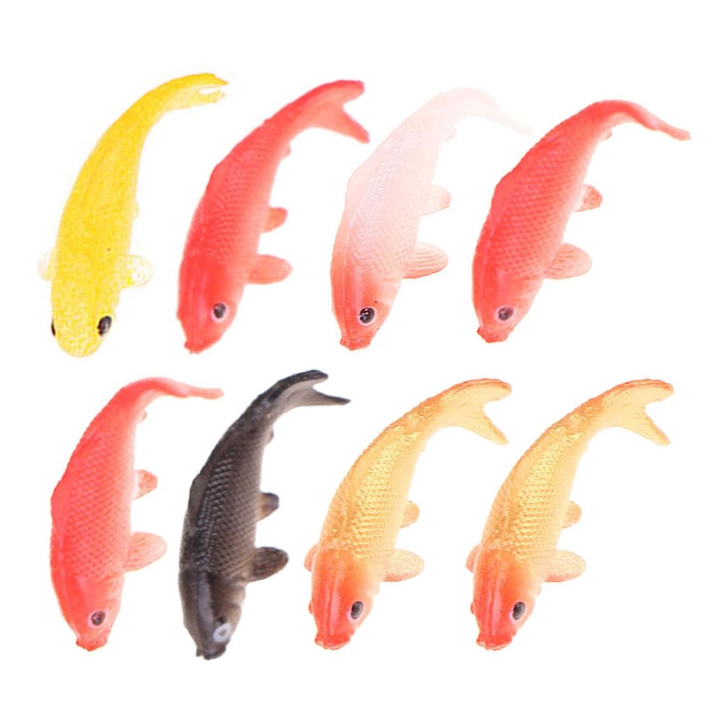 ABOOFAN Set of 8 Miniature Nishikigoi Figurines, PVC, Approx. 0.79 x 0.24 x 0.24 inches, Perfect for Aquarium Decorations, Dollhouse Decor, Small