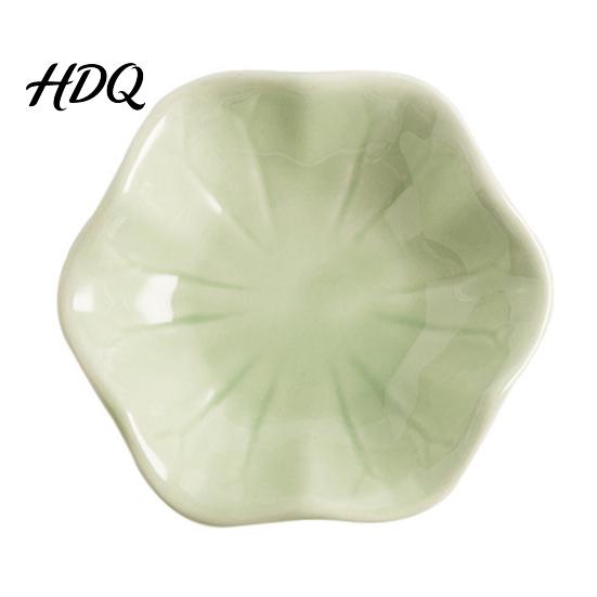 Tea Room Dish Ceramic Small Dipping Plate with Lotus Leaf Texture Easy