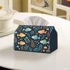 1pc 2D Flat Printing Marine Style Small Fish Seaweed Shell Pattern Tissue Box, Suitable for Living Room, Bedroom, Dining Room, Study, Polyester Materi