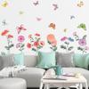 Self-Adhesive Flower and Butterfly Wall Decals for Living Room, Bedroom and Summer Decor, Plant Floral Glass Stickers