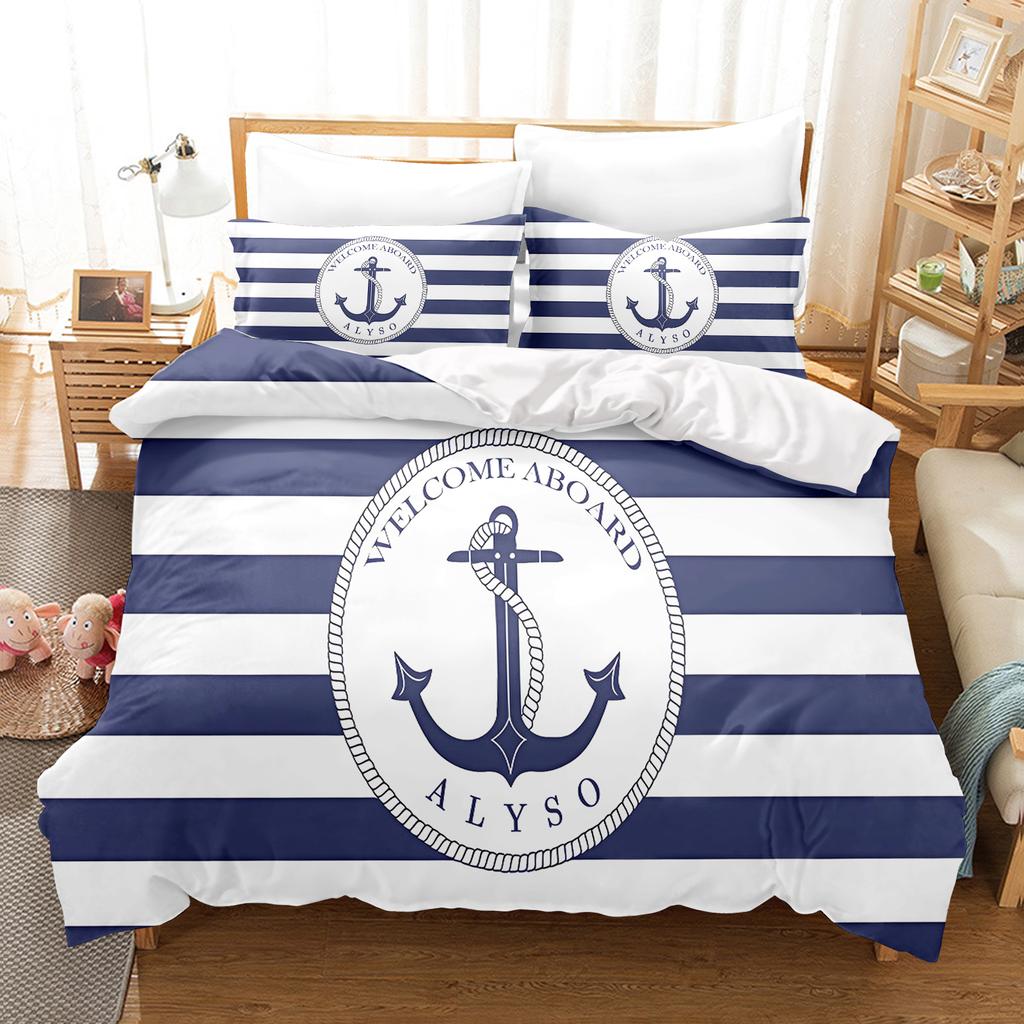 Nautical Anchor And Compass Duvet Cover Set Bedding Comforter Sets King Size  3D Children'S   1 Quilt Cover