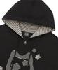 Lmr Cat Symbol Patchwork Crop Zip-Up Hoodie Black