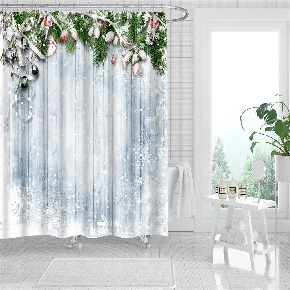 Universe Starry Sky Shower Curtain Bathroom Decor Bath Curtains Waterproof Polyester Christmas Snowflake Bathroom Curtains