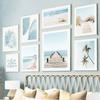 Ocean Beach Bridge Palm Tree Leaves Bus Art Canvas Paintings Nordic Posters and Printed Wall Pictures for Homedecor Poster