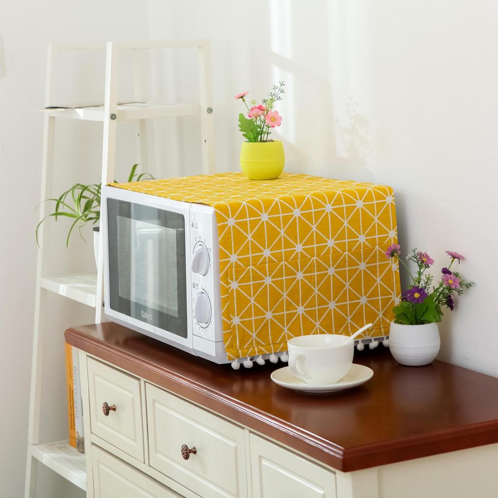 Yimanqiyun Cotton Linen Flower Dust Cover for Microwave and Oven