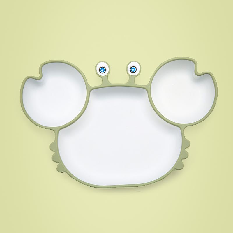 Silicone Sucker Tableware For Baby Cartoon Crab Anti-Fall Dinner Plate Infant Kids Supplementary Food Bowl Soft Dishes