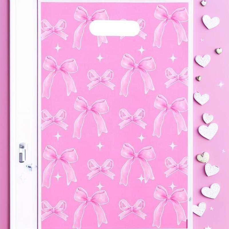 50Pcs Stylish Pink Bow Thank You Tote Bags Decorative Gift Bags for Birthday Wedding Christmas Carnival Party Events