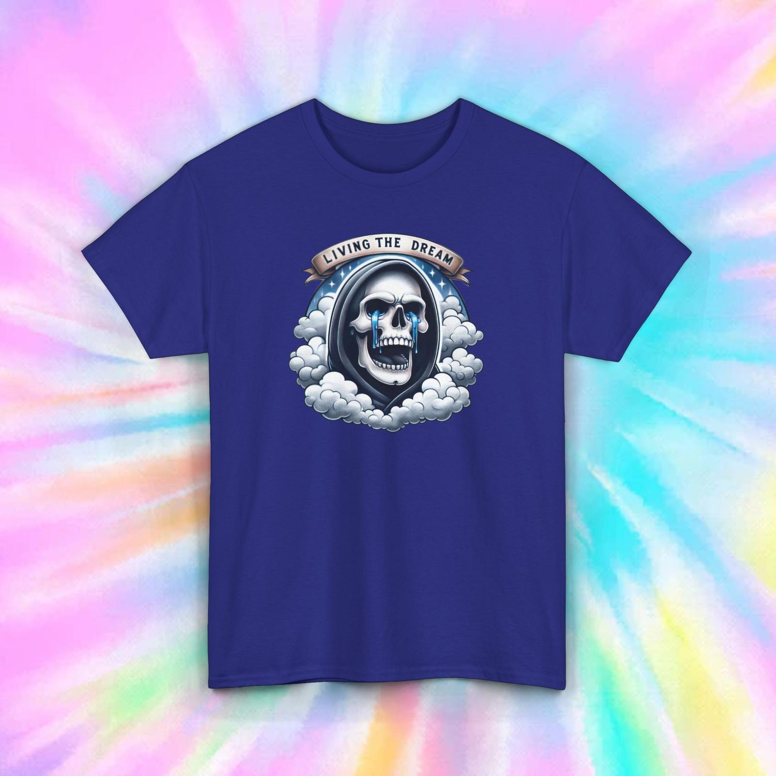 Living The Dream Crying Skull Grim Reaper Dark Humor Graphic T-Shirt S-5XL S разноцветный