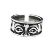 Adjustable Open Ring With Engraved Eye Motif Sterling Vintage Boho Jewelry Women Men