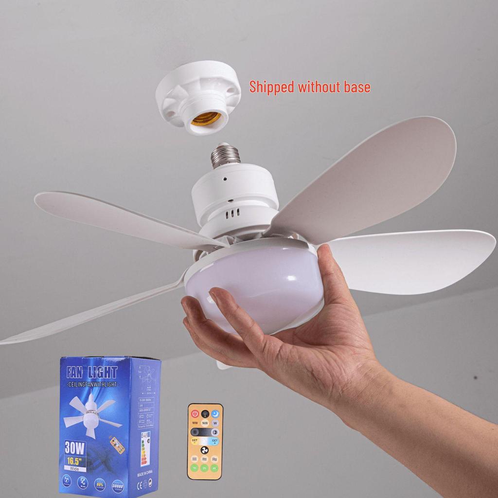 Six-Leaf Flower Pattern Ceiling Fan Light with Removable Blades, E27 Base, Ideal for Bedroom & Living Room.