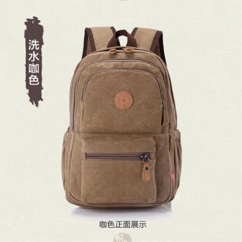 Schoolbag Thickened wear-resistant canvas backpack Unisex large-capacity luggage bag Denim fabric retro college student schoolbag
