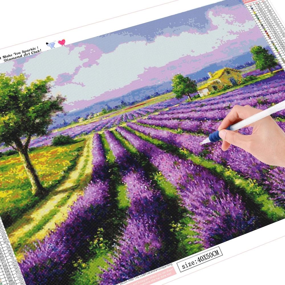 

HUACAN 5D полная квадратная круглая алмазная живопись цветок Алмазная вышивка лавандовые стразы фотографии набор для рукоделия Full Square 20*30 cm