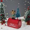 Christmas Mailbox Ornament Metal Mailbox Hanging Decoration with 3D Snowman Santa Elk Tree Figurine Iron Art Letter Box for Tree Home Decor