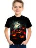 Halloween   Kids Clothes Cute Pumpkin Spooky Leaves 3D Print Casual O-Neck Short Sleeve Quick-Dry Boy T-Shirts for Children