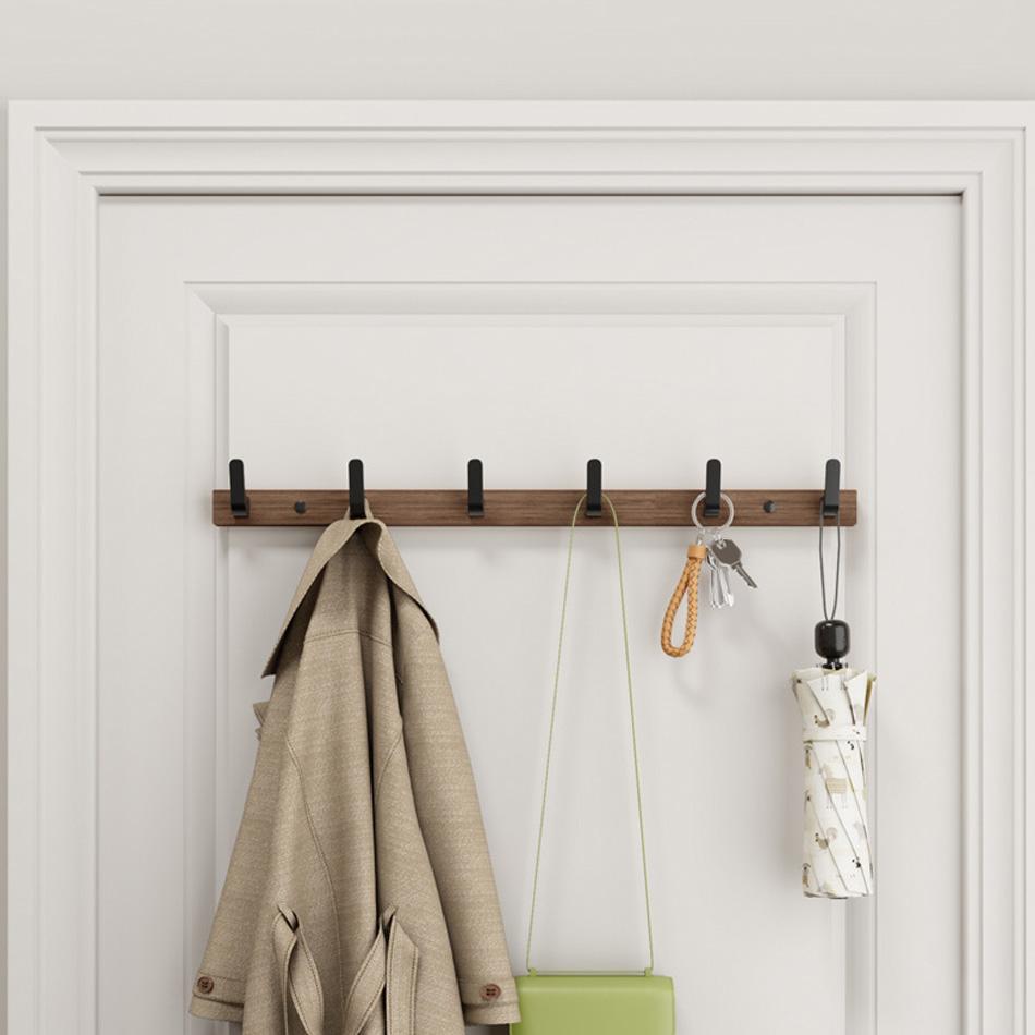 Wood Wall Hook White Black Aluminum Creative 3 4 5 6 Row Hooks for Bathroom Kitchen Door Decorative Coat Towel Key Holder Hanger
