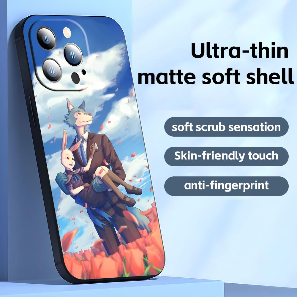 BEASTARS Telefoonhoesje Voor iPhone17 16 16e 15 14 13 12 11 Plus Mini Pro Max Zwart Zacht Schokbestendig Hoesje