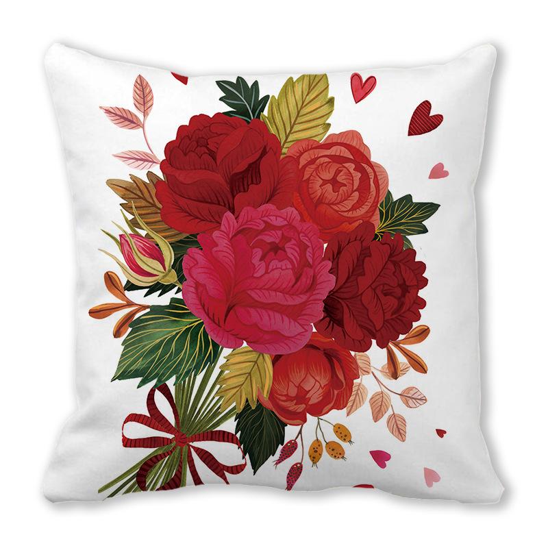 Happy Valentine's Day Theme Digital Printing Short Plush Pillow Covers for Car Sofa Office Cushion Cover Home Goods 60x60cm