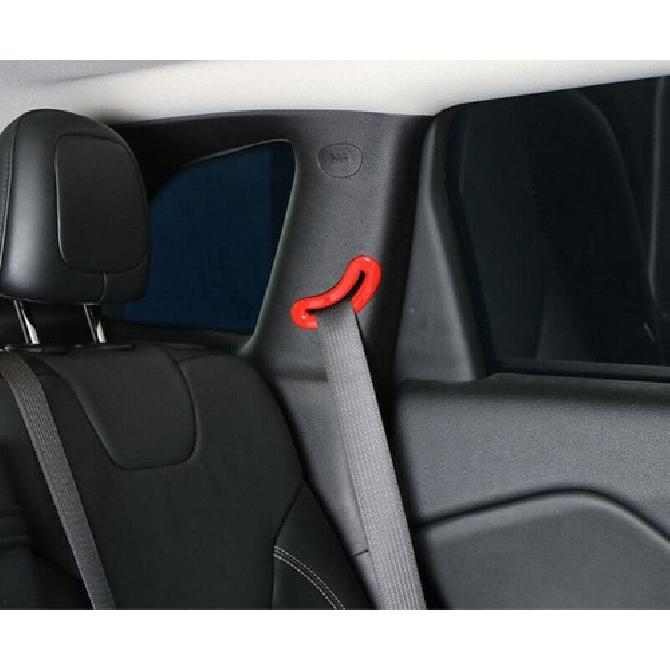 Seat Belt Buckle Adjust Frame Trim 4PCS For Jeep Cherokee 2014- Bright Red