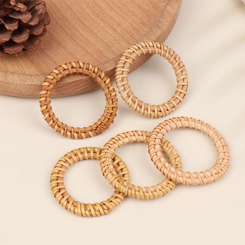 12Pcs Bohemian Rattan Napkin Rings Rustic Woven Tabletop Holders For Home Wedding Party Decor
