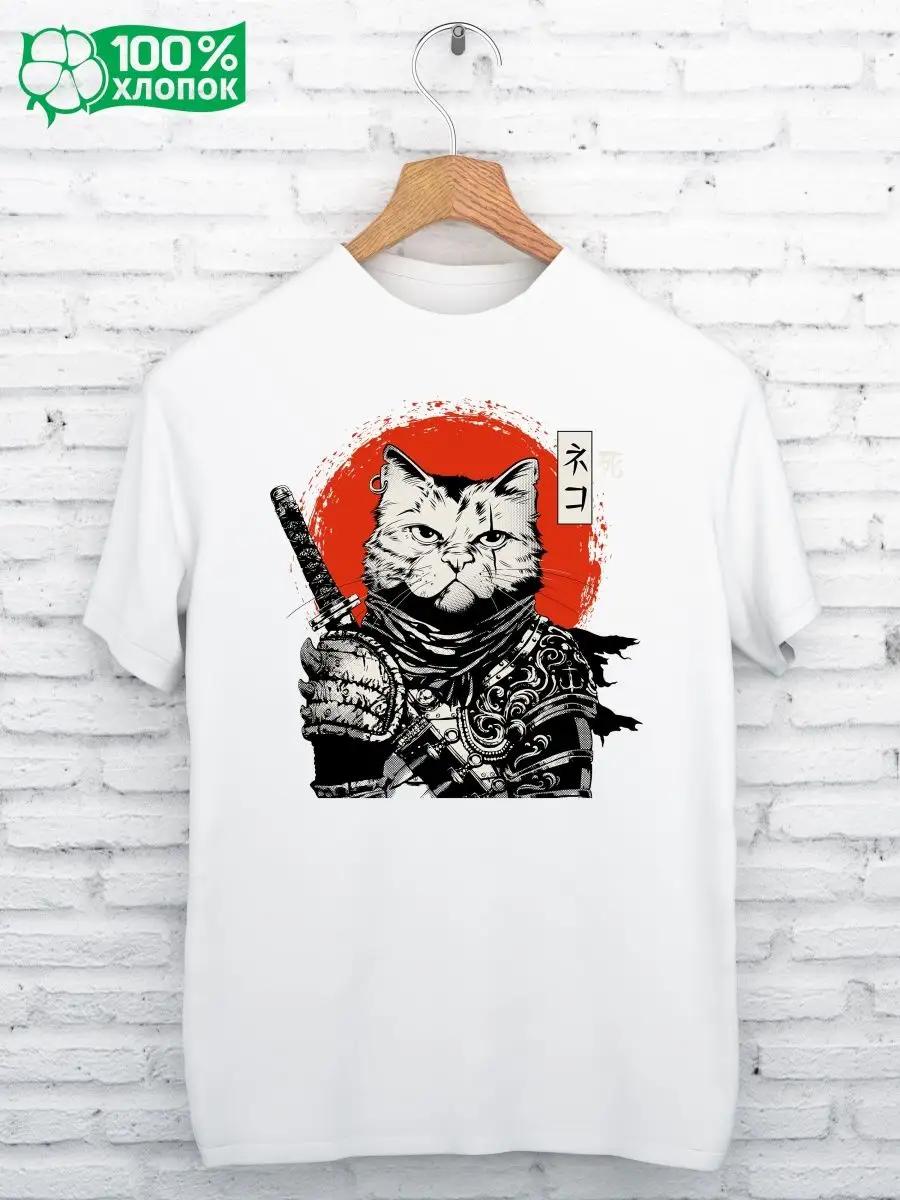 Samurai Cat Print T-shirt S
