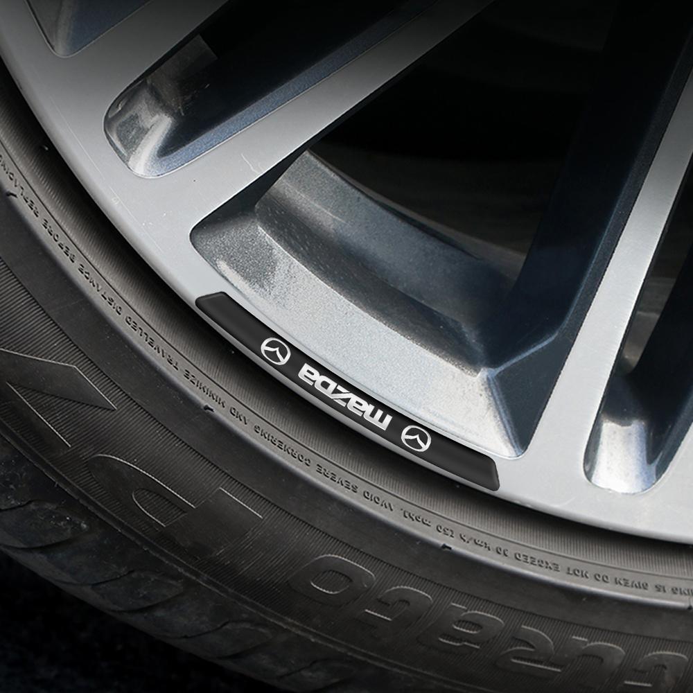 Car Styling 4PCS Aluminum/Carbon Fiber Car Rim Sticker Decals For Mazda 3 5 6 7 2 Axela CX5 CX3 Atenza Demio RX7 MPS MS 323 MX3 FF25
