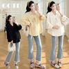 2026 Spring Slimming Lace-Up French Maternity Long Sleeve Shirt