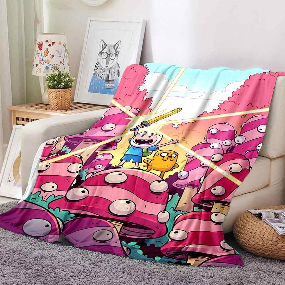 1pc Adventure Time Blanket Lightweight Flannel Throw For Sofa, Bed, Travel, Camping, Livingroom, Office, Couch, Chair, And Bed