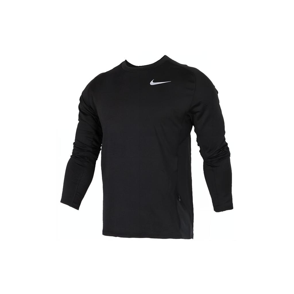 Nike Logo Print Crew Neck Long Sleeve T-Shirt Men Tops Black 857828-011