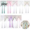 Cortină Decorativă Estetică Romantică, Perdea de Ușă din Dantelă Transparentă, Intrare de Ușă Brodată cu Flori și Mărgele, Draperie Stil Retro Francez cu Buzunar pentru Tije Cameră