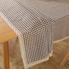 Nordic Style Coffee Grid Tablecloth Rectangle Tablecloth with Lace Dust-Proof Table Cover for Kitchen Dinning Table Decoration