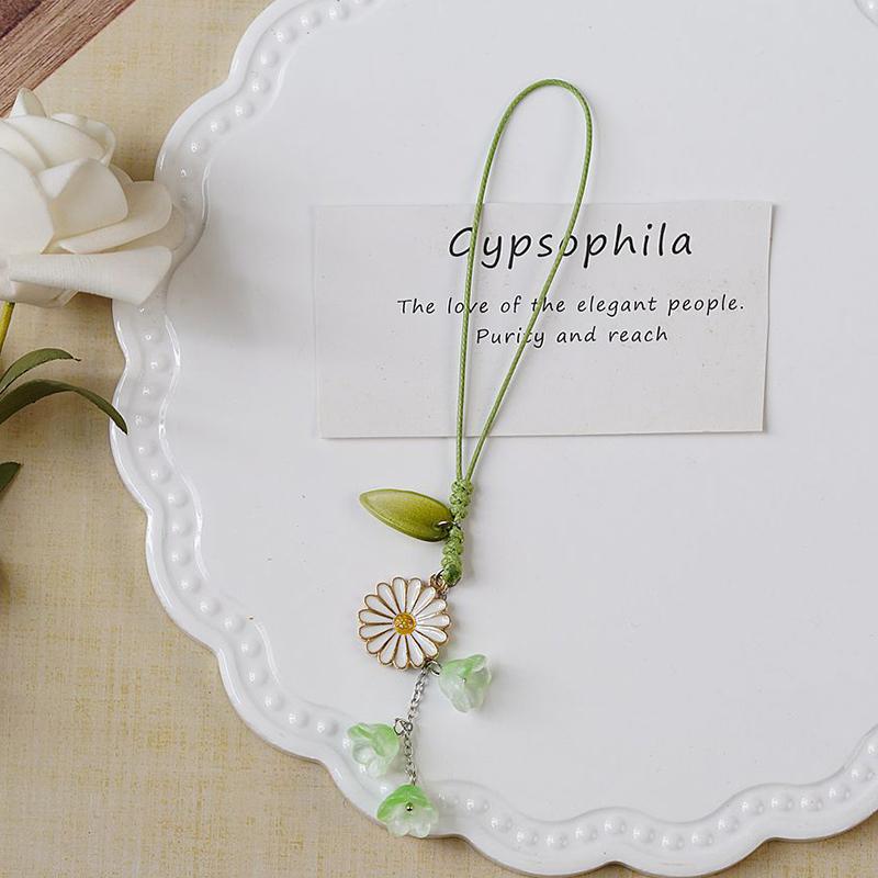 Flower Mobile Phone Straps Charm Cute For Phone Short Lanyard Hand Rope Kawaii Keychain Phone Strap Pendant